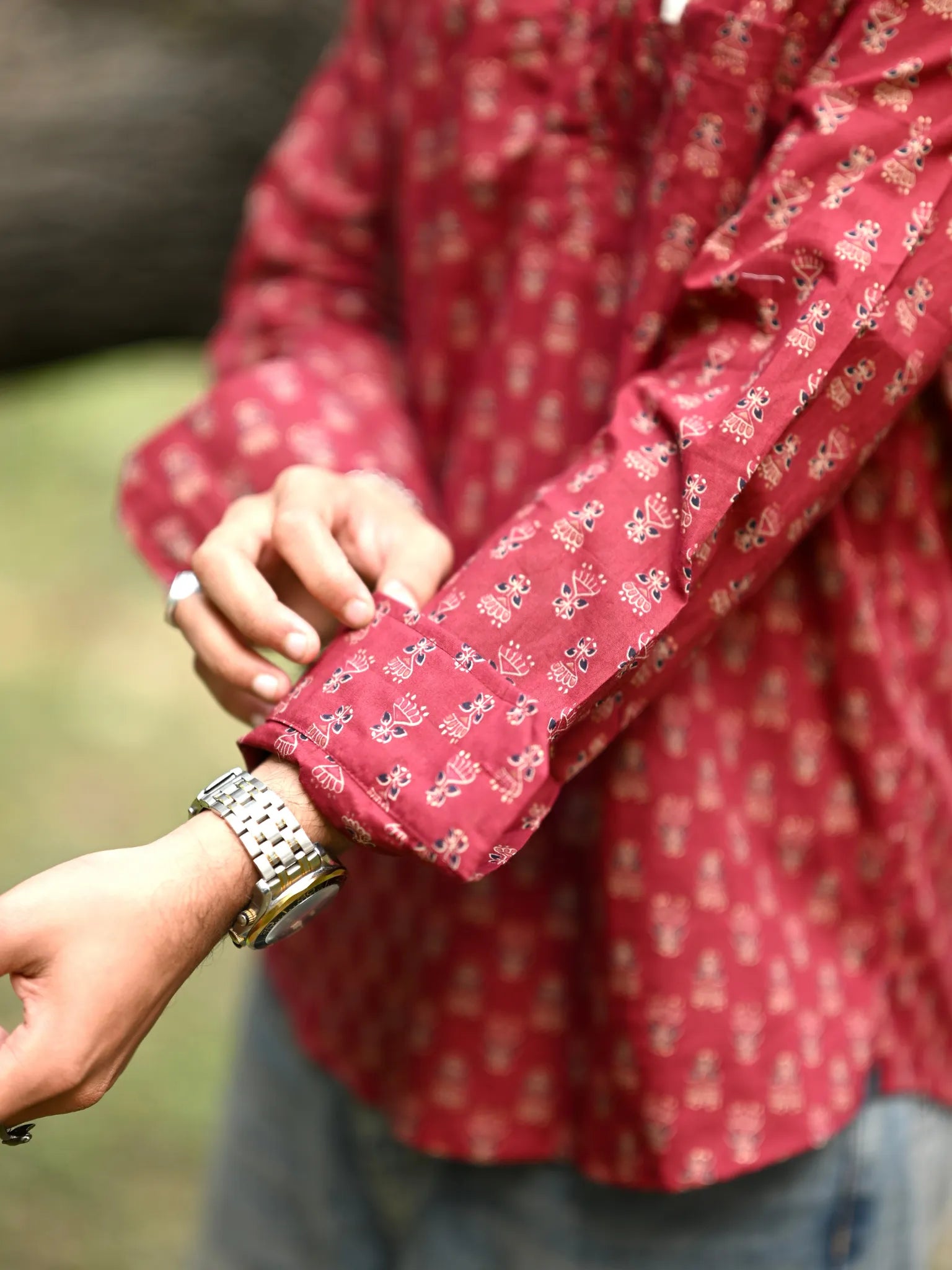 Maroon Gold Motifs Short Kurta