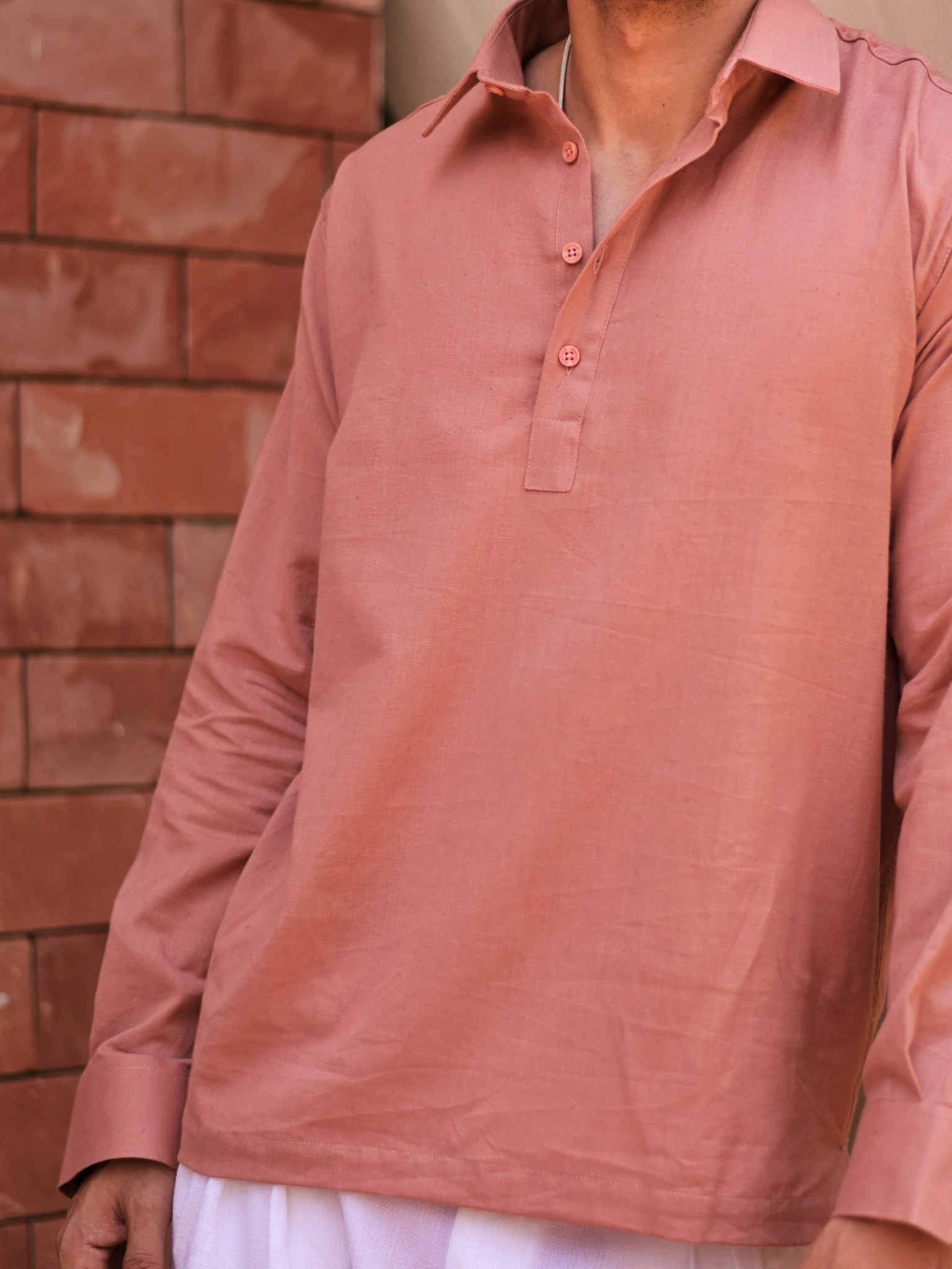 Dusky Pink Pullover Kurta Shirt