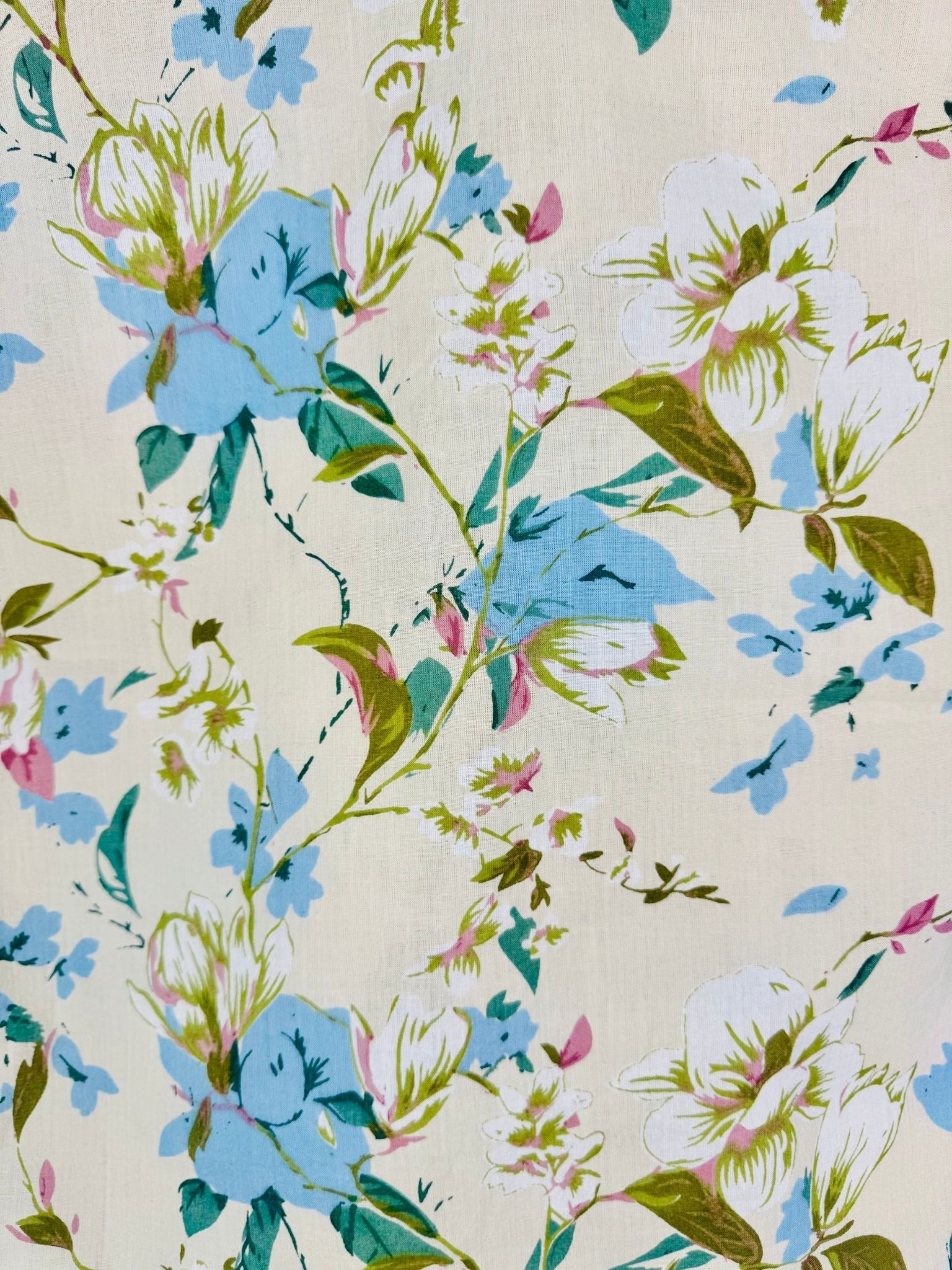 Cream Summer Blossom Half Sleeves Shirt