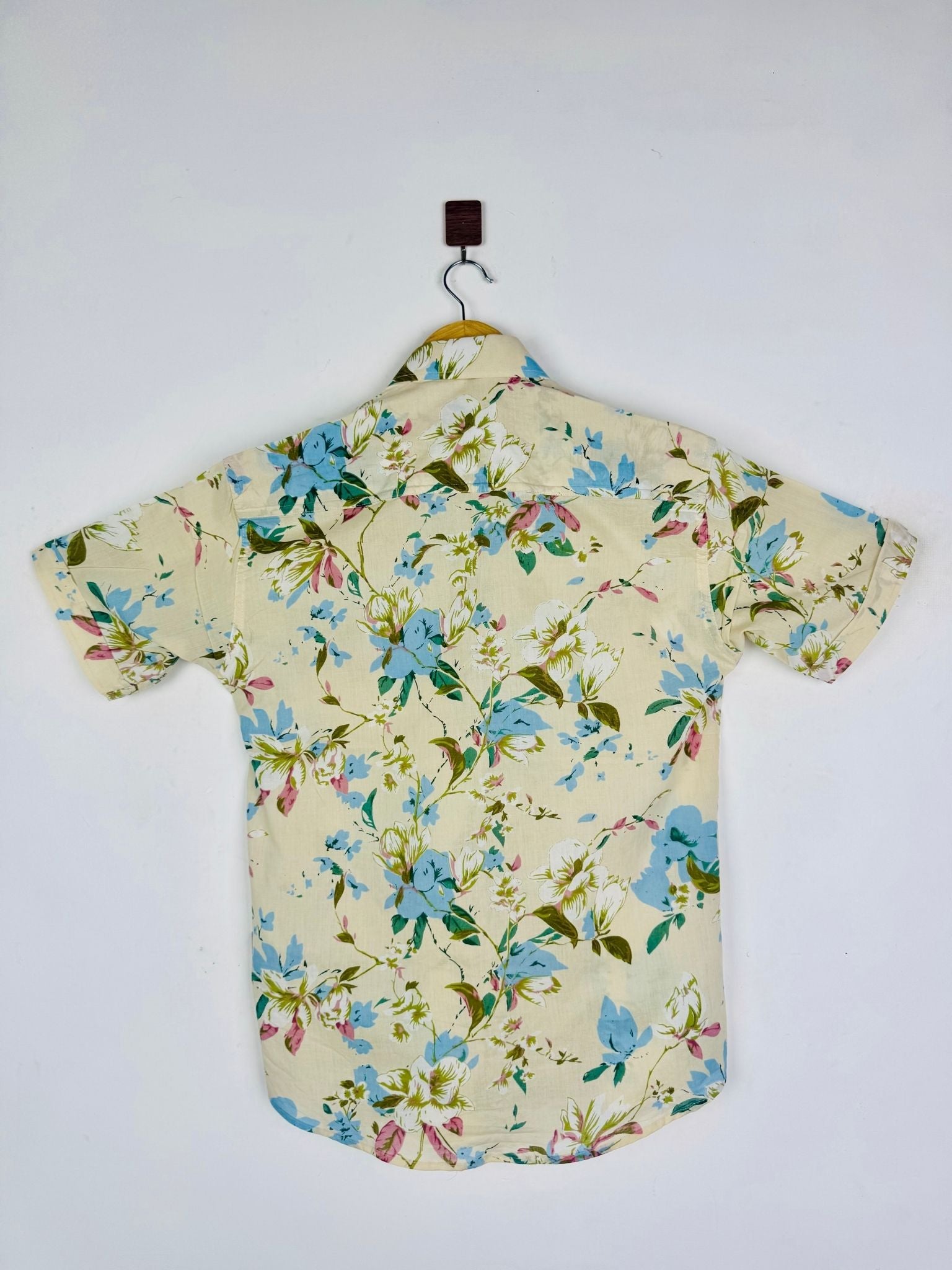 Cream Summer Blossom Half Sleeves Shirt
