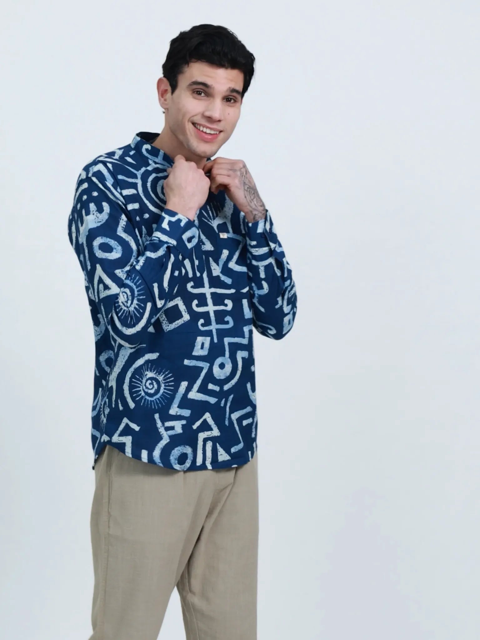Blue Celestial Printed Short Kurta