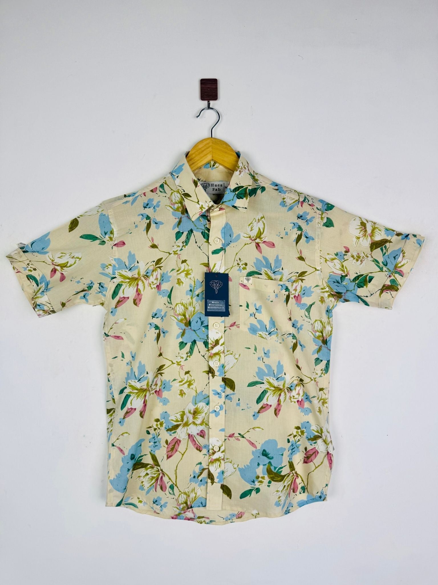 Cream Summer Blossom Half Sleeves Shirt
