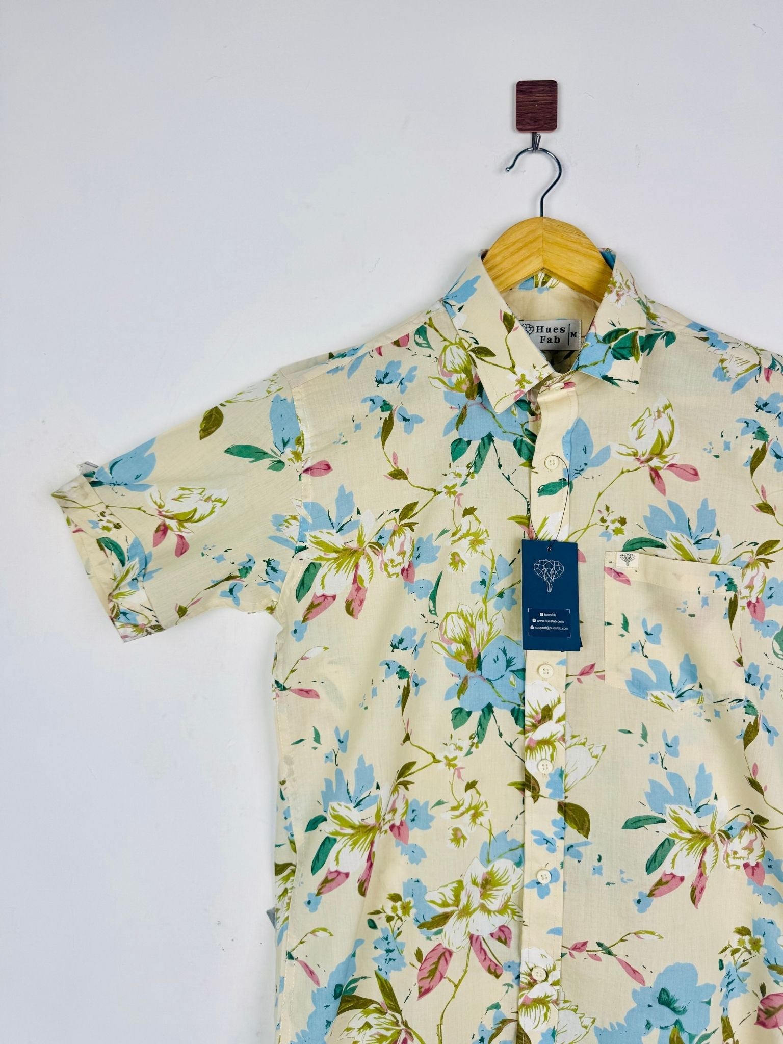 Cream Summer Blossom Half Sleeves Shirt