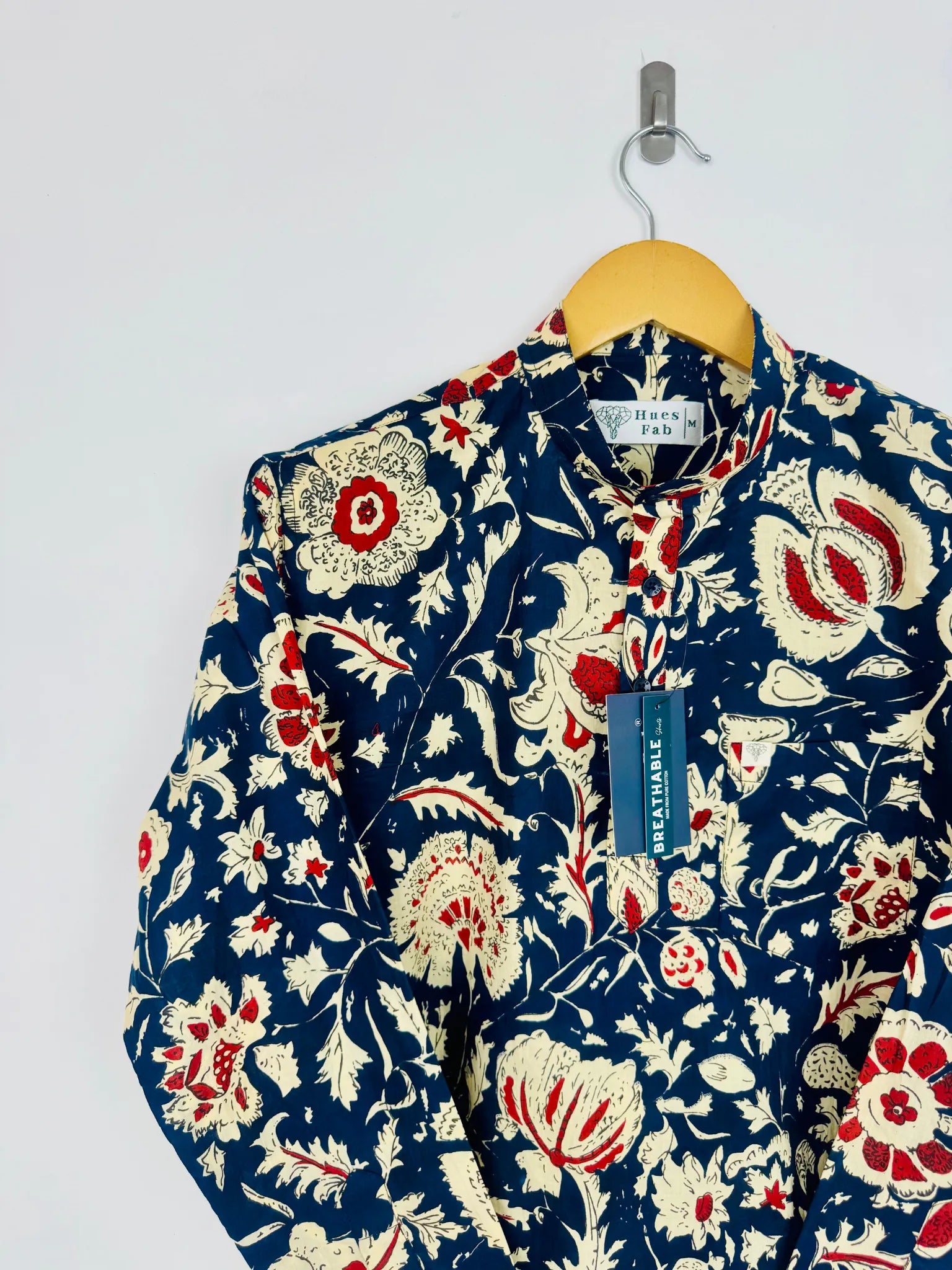 Navy Blue/Cream floral Printed short kurta