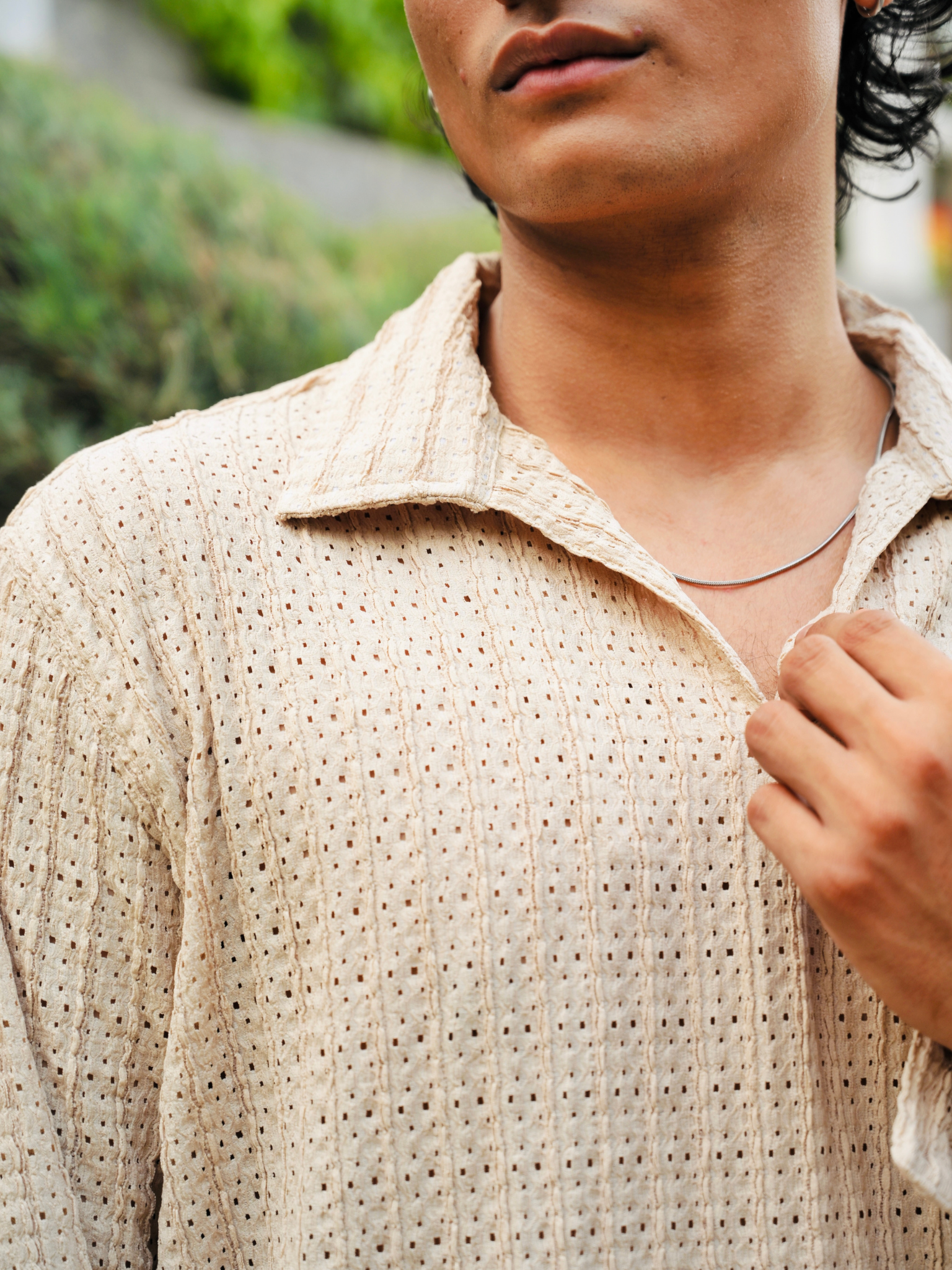 Cream Knit Pullover Shirt