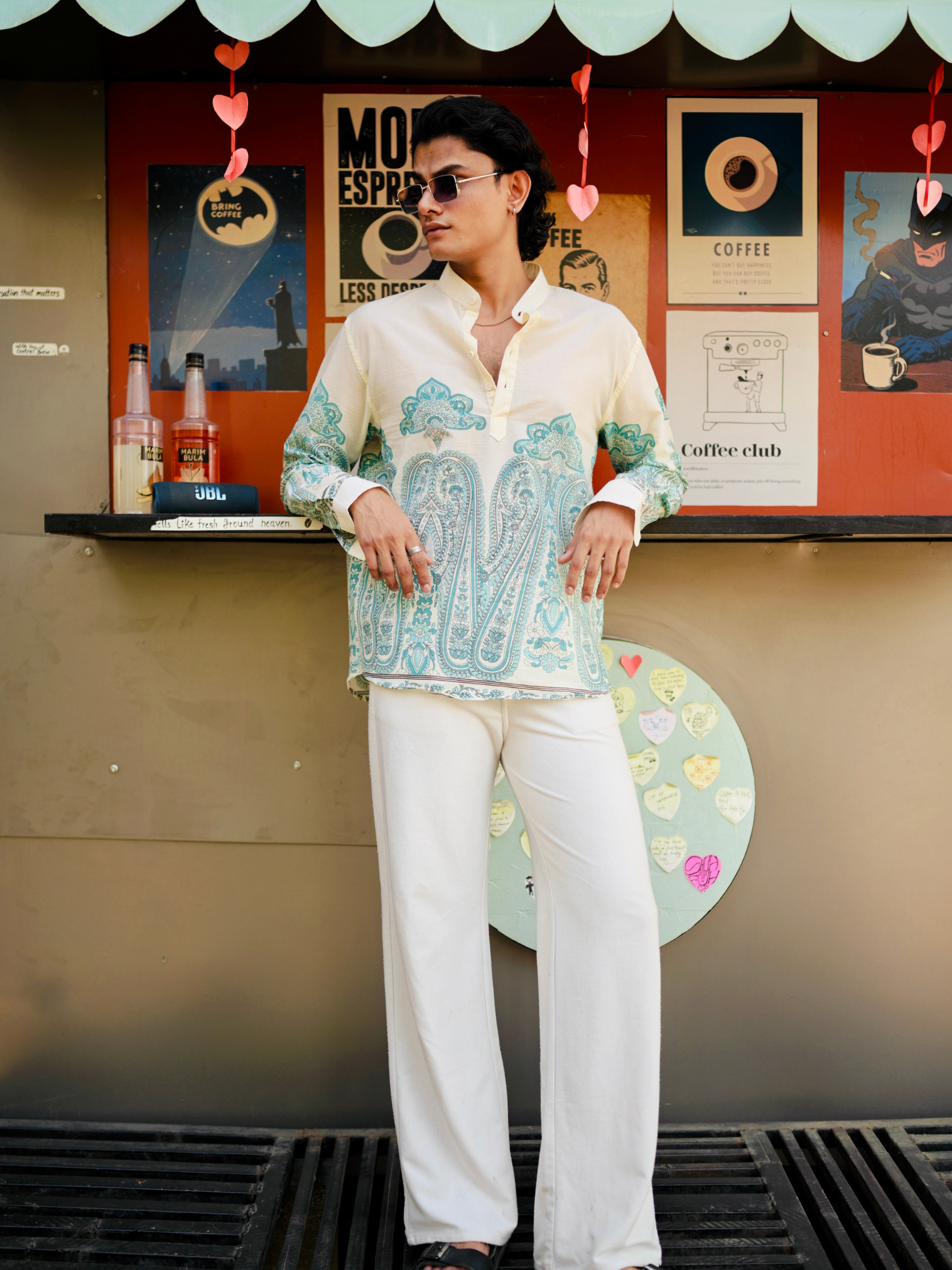 Aqua Paisley Placement Print short kurta