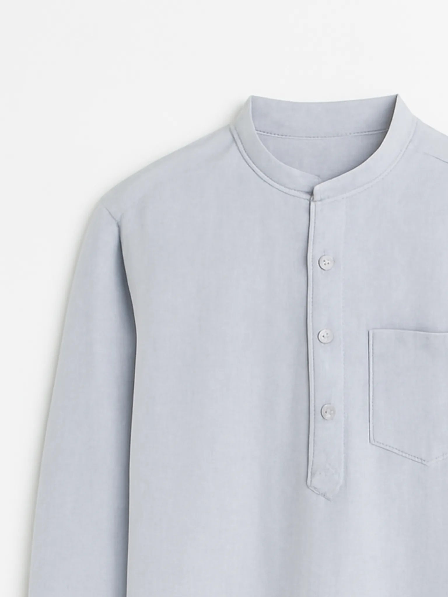 Light Blue Linen Blend textured Short Kurta