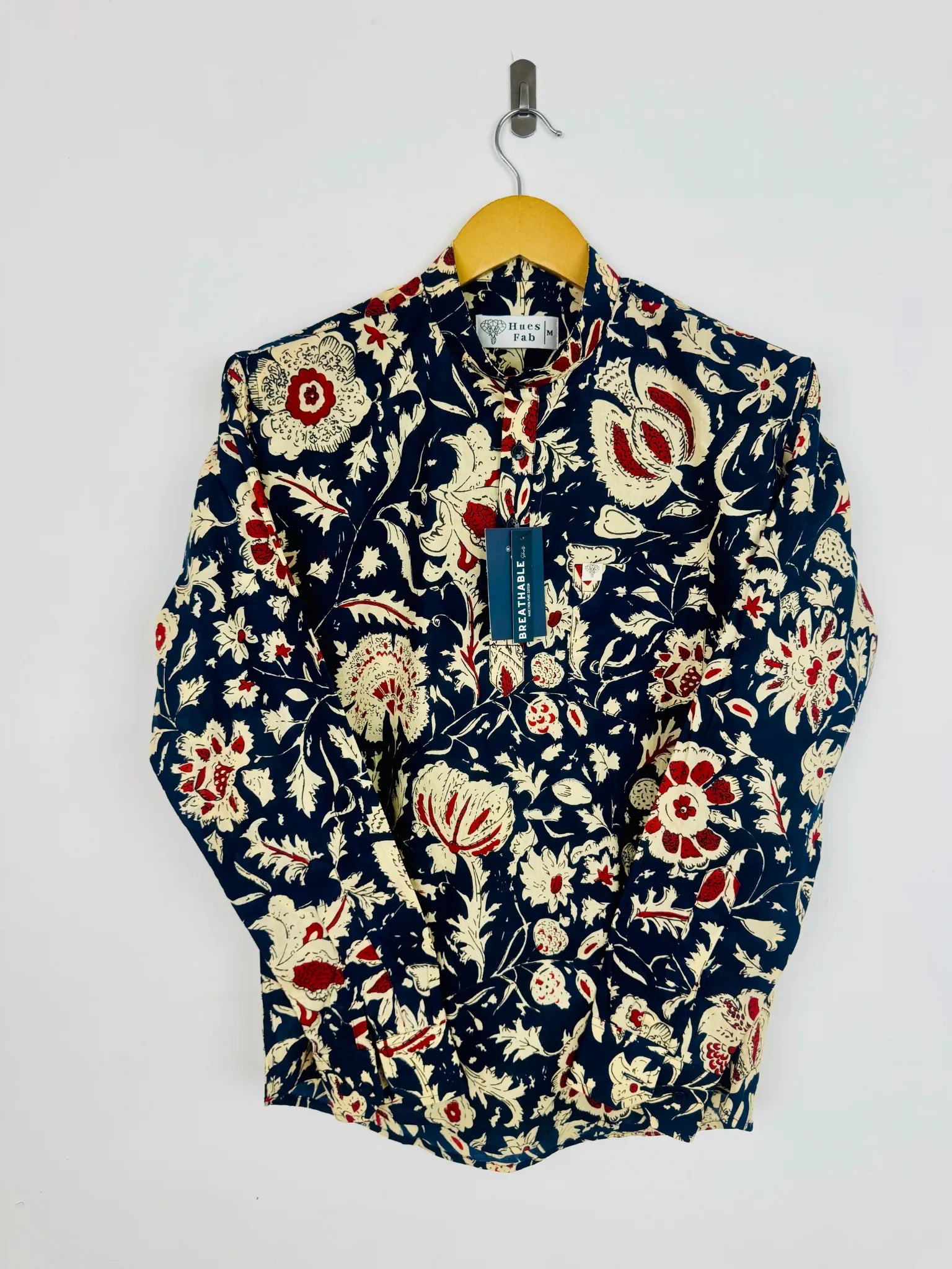 Navy Blue/Cream floral Printed short kurta