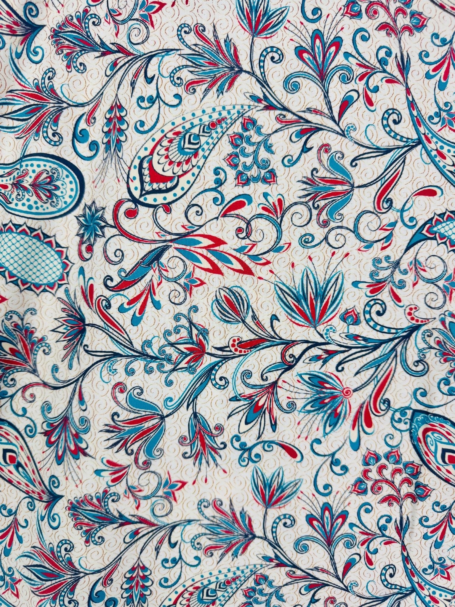 Cream Royal Paisley Cuban Collar Shirt