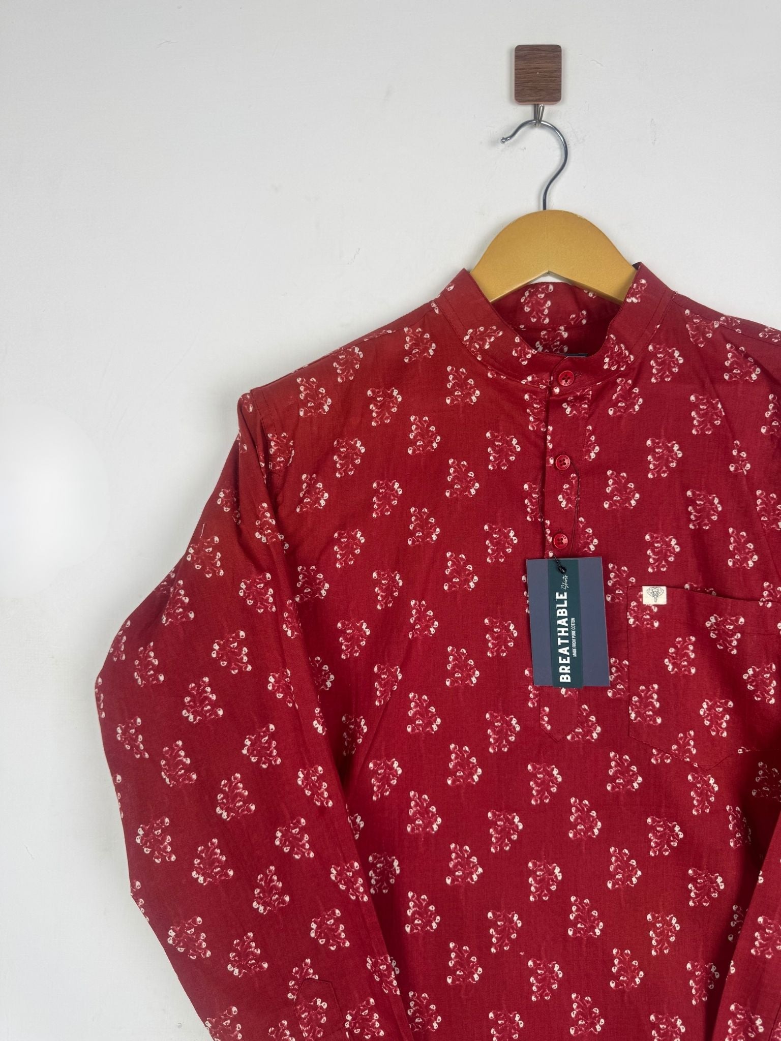 Aura Red Floral Short Kurta