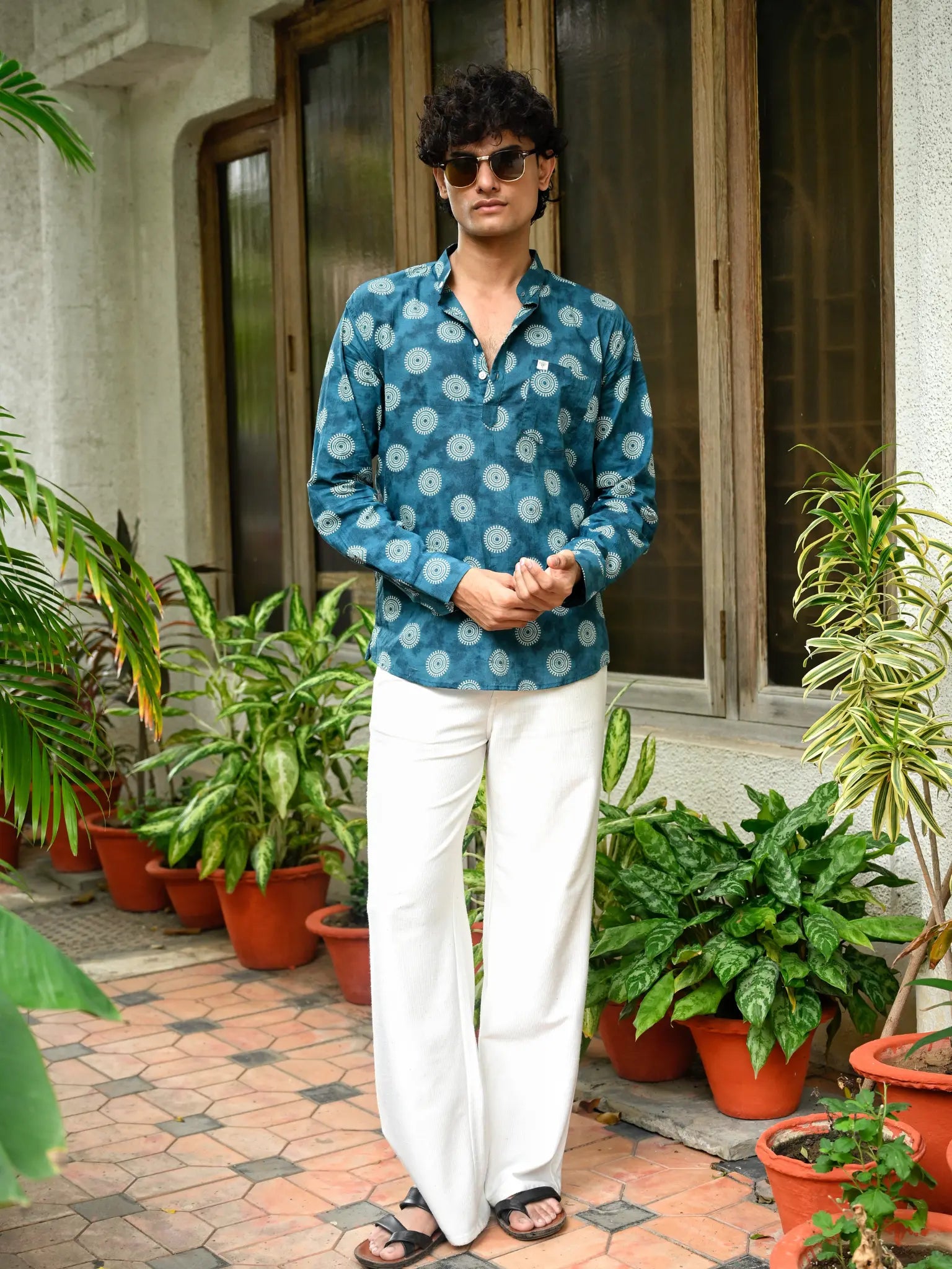 Teal Orbit short kurta