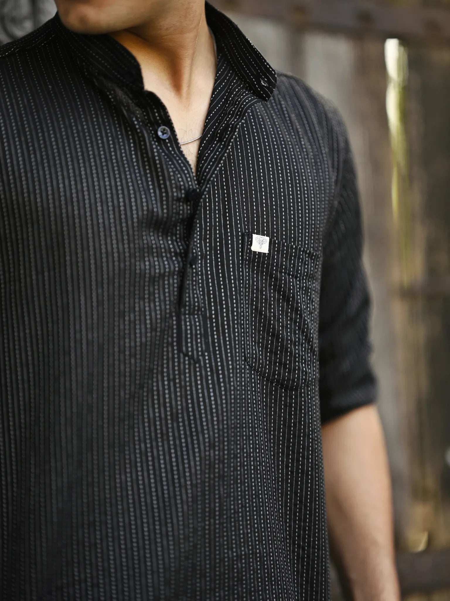Black Kantha Short Kurta