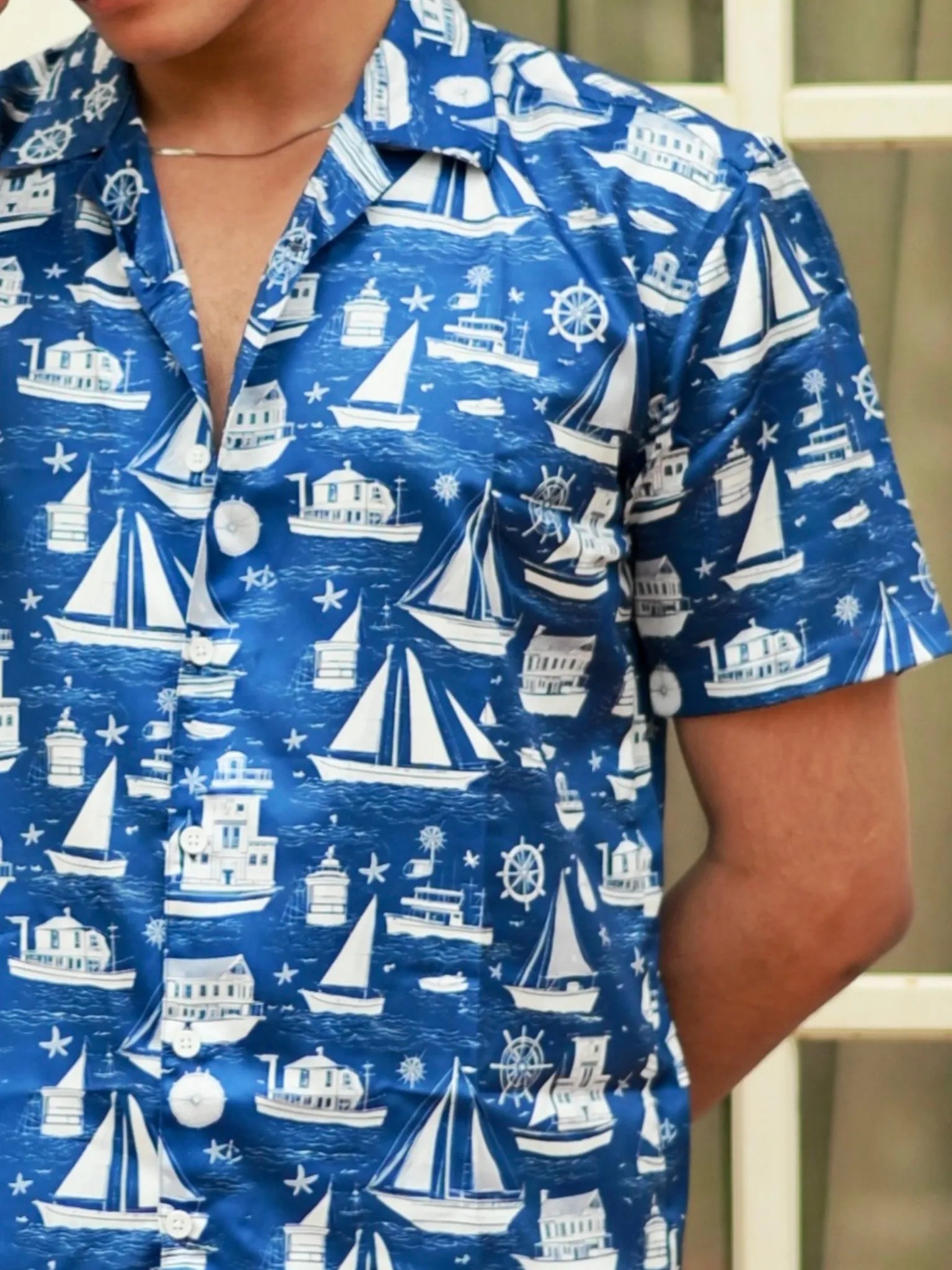 Seaside Sailor Cuban Collar Resort Shirt