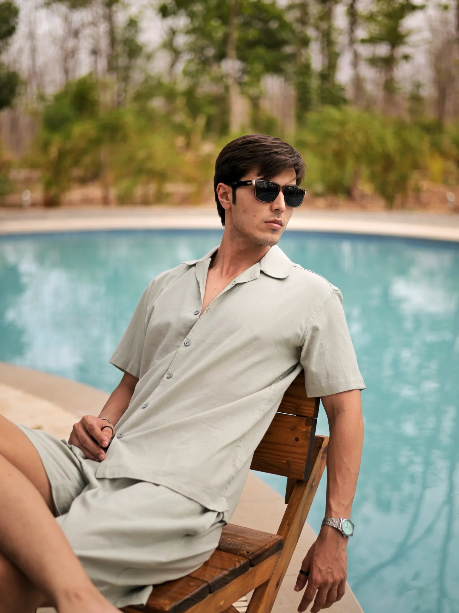 Mint Green Flex Cuban Collar Shirt