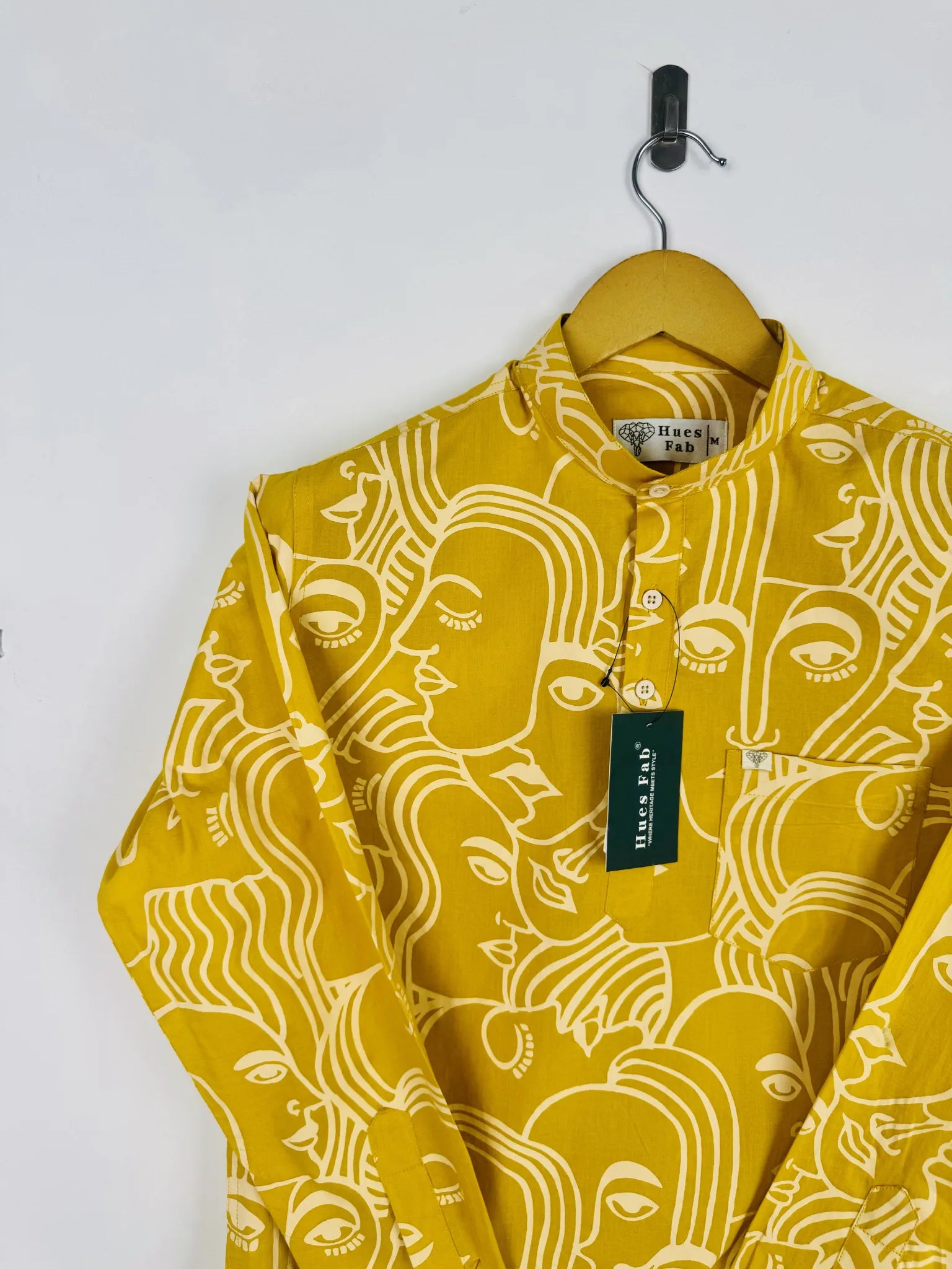 Mustard facerart Short Kurta