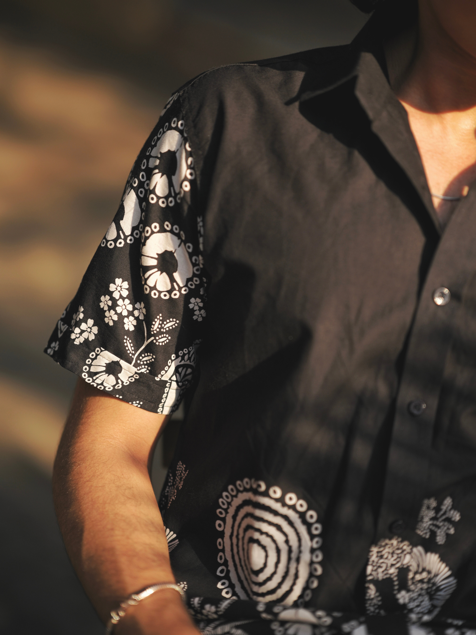 Black placement Half Sleeves Shirt