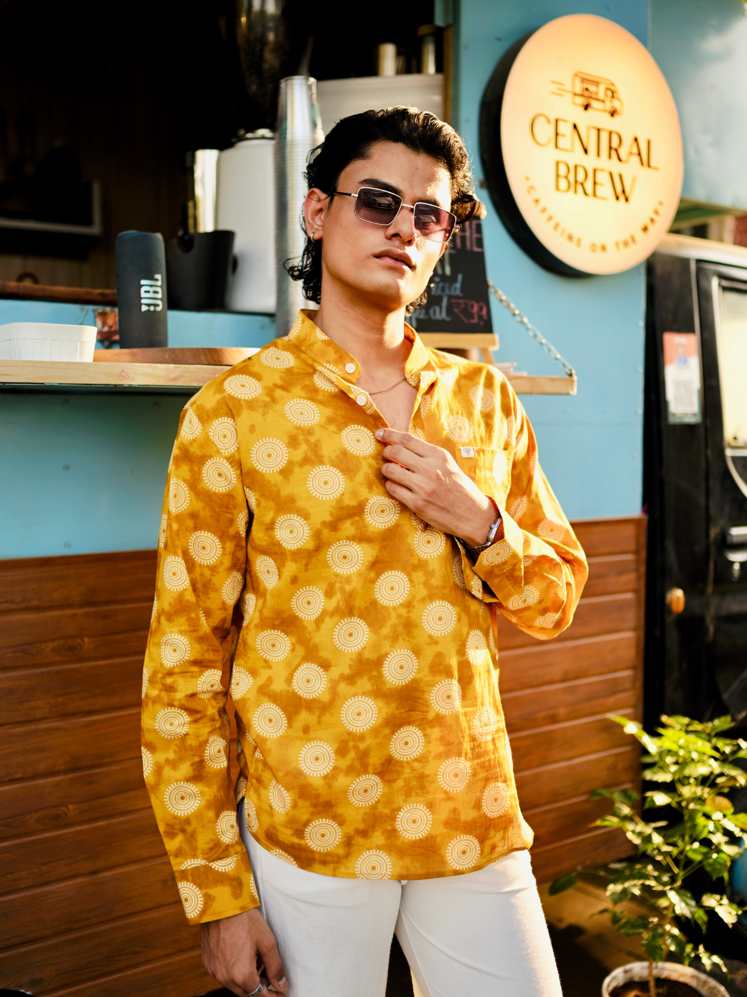 Mustard Orbit Short Kurta