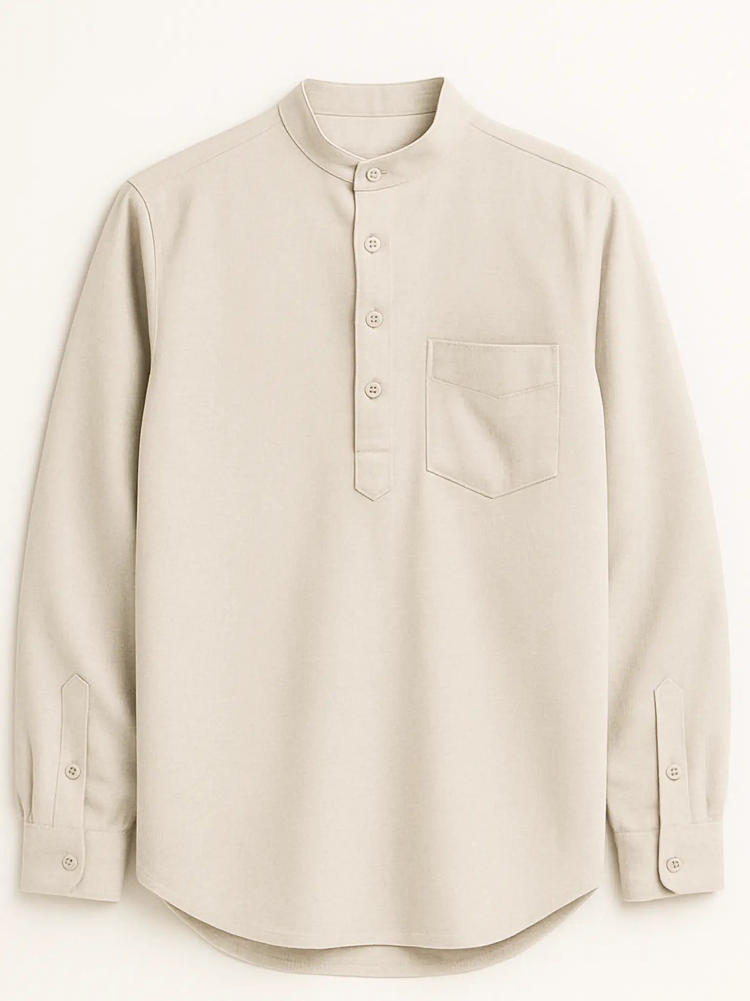 Beige Linen Blend textured Short Kurta