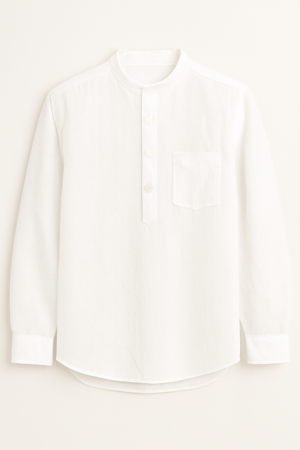 White Linen Blend textured Short Kurta