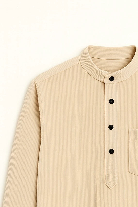 Beige Corduroy Short Kurta