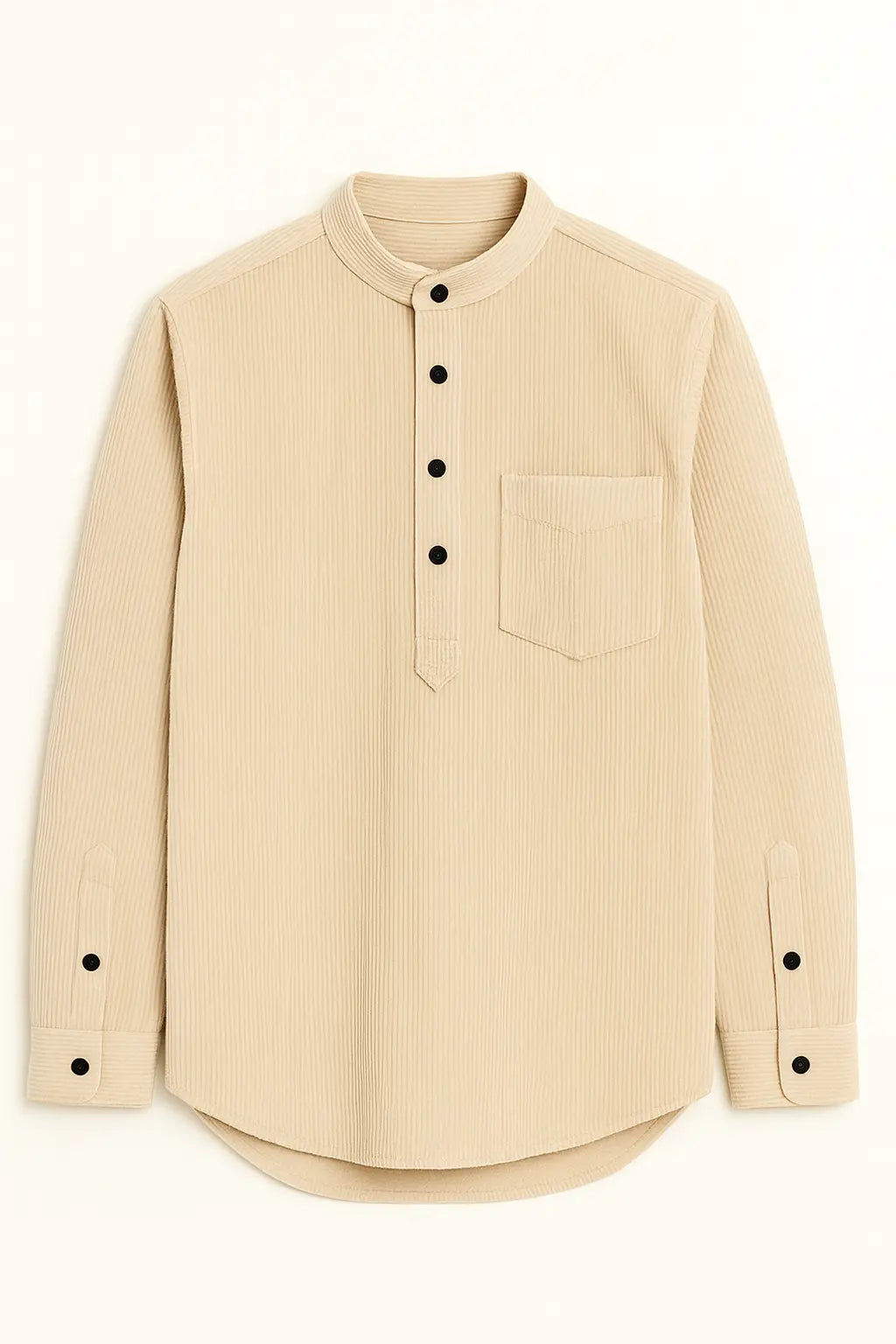 Beige Corduroy Short Kurta