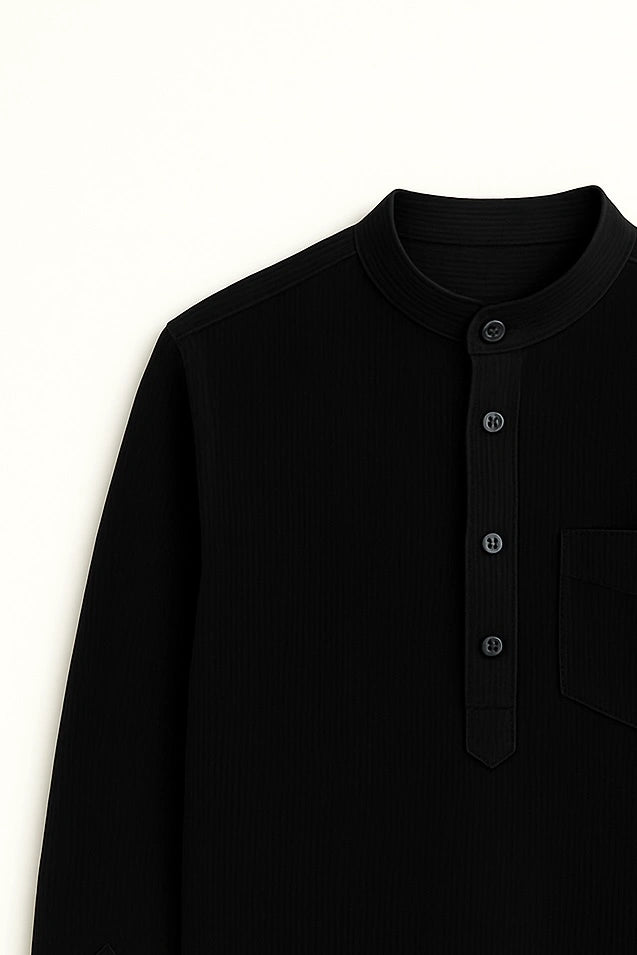 Black Corduroy Short Kurta