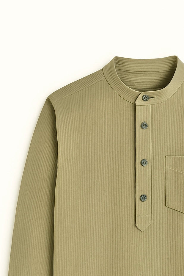 Light Olive Corduroy Short Kurta