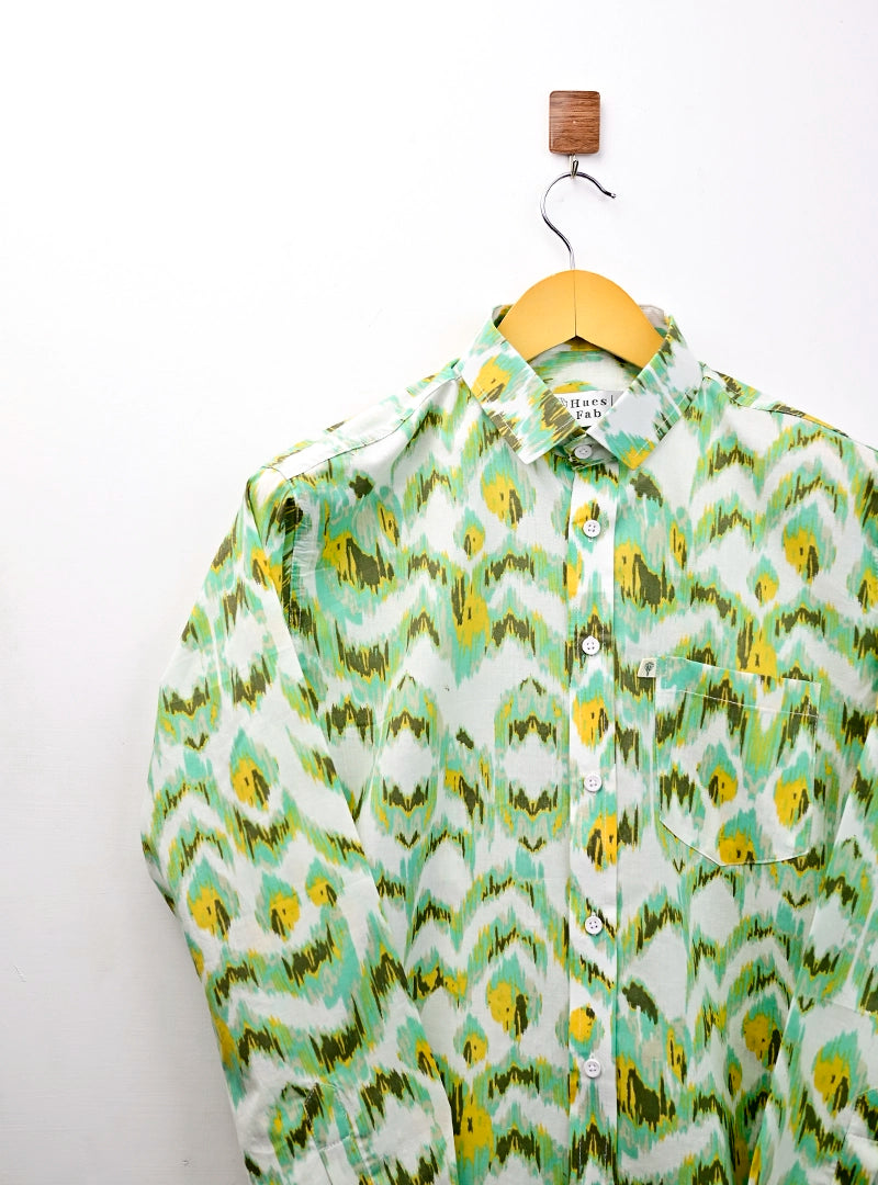mint green ikat Full Sleeves Shirt