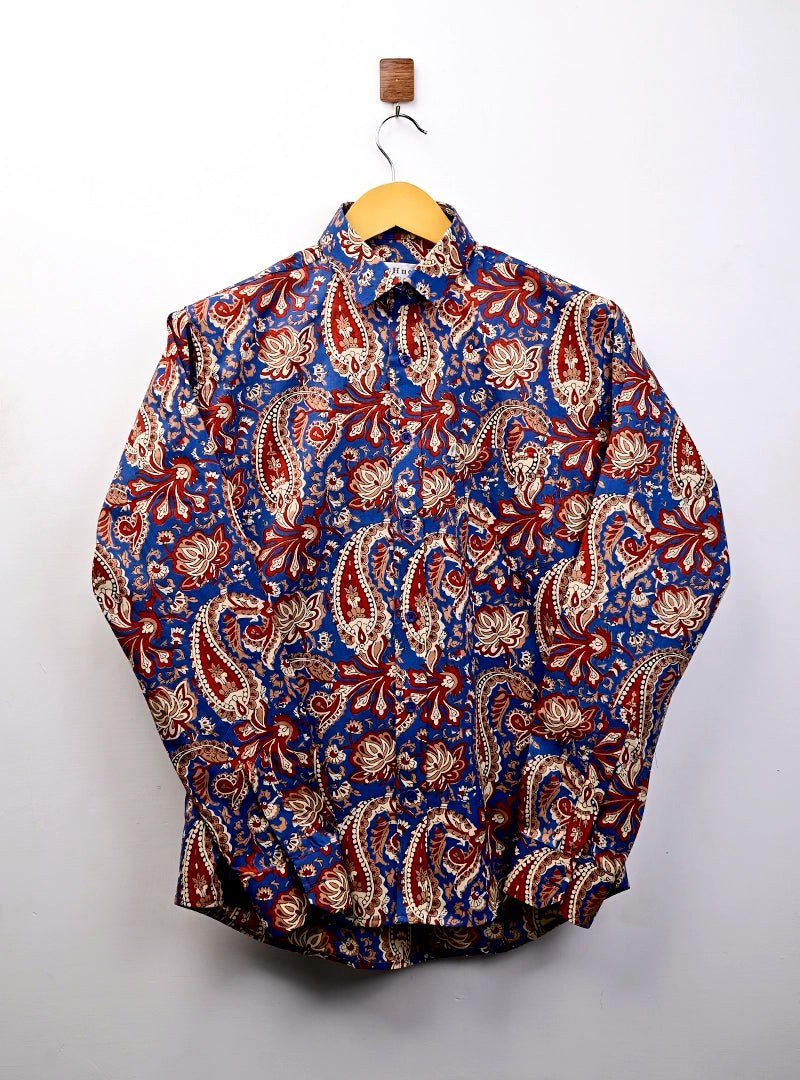 Blue Red Paisley Full Sleeves Shirt