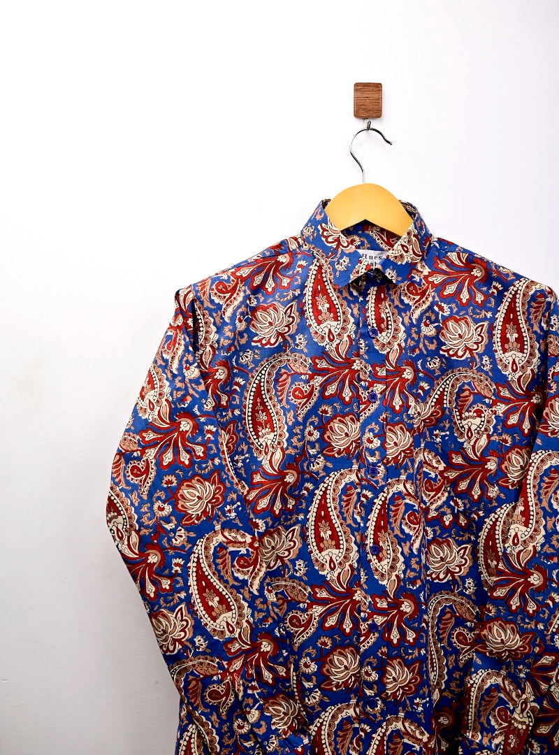 Blue Red Paisley Full Sleeves Shirt