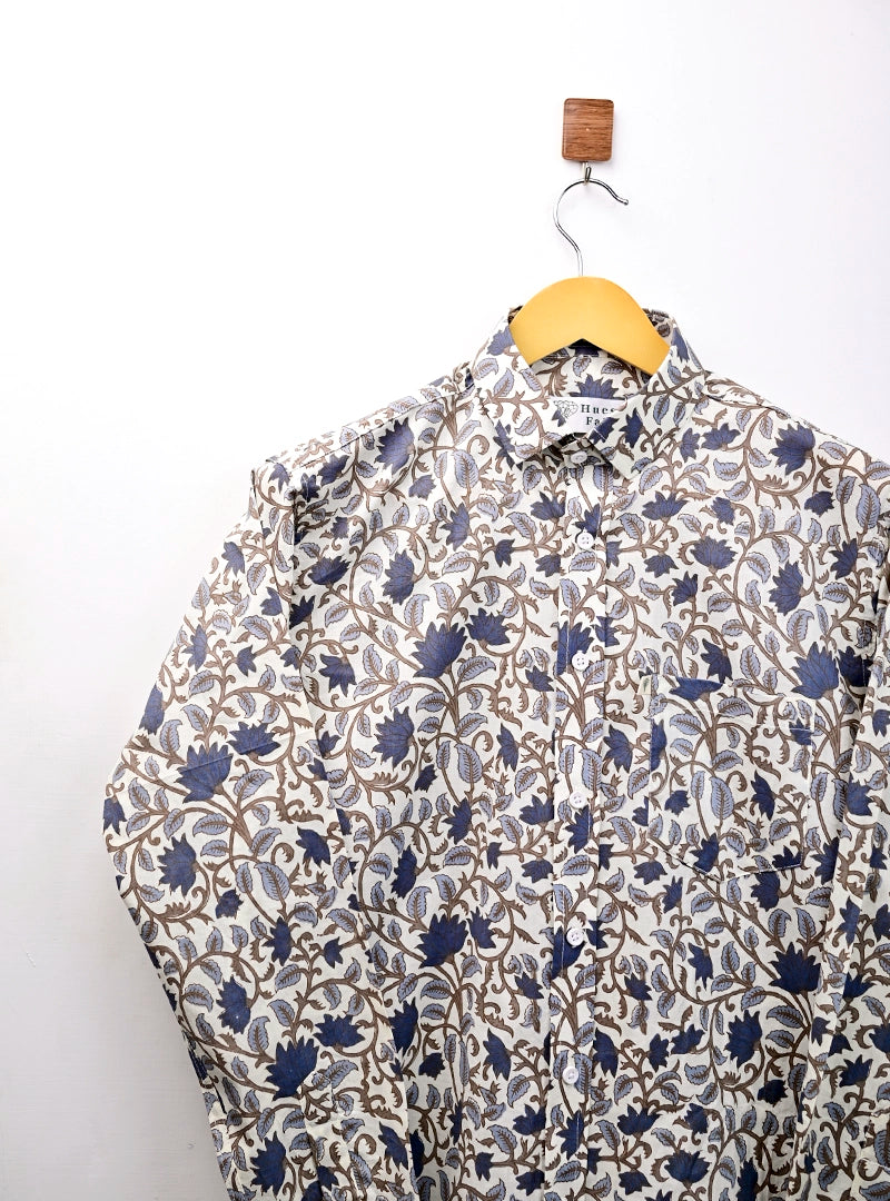 off white grey floral Full Sleeves Shirt