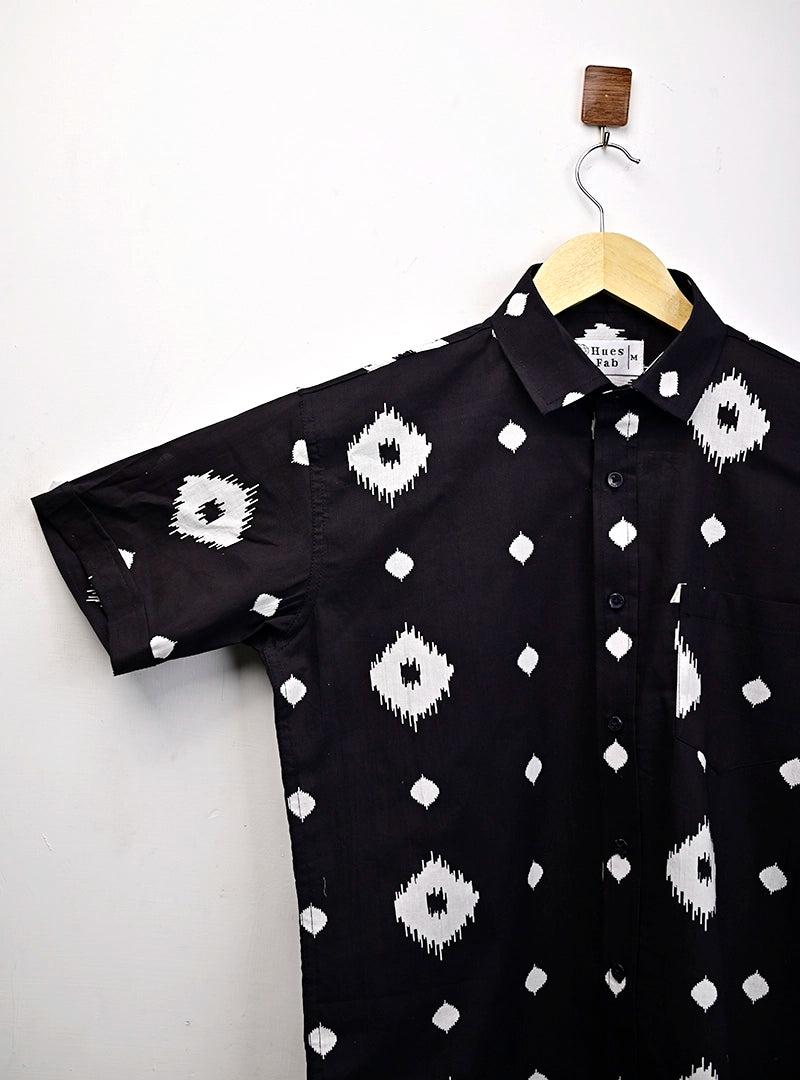 monochrome ikat half Sleeves Shirt