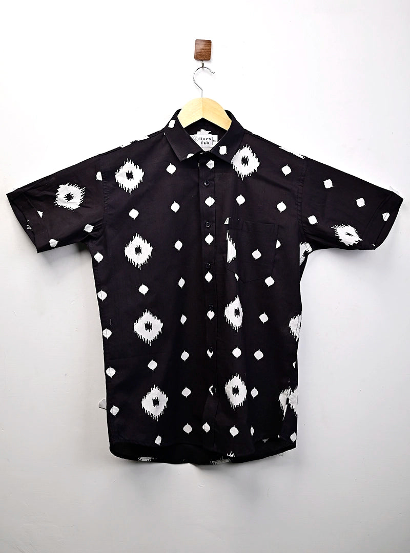 monochrome ikat half Sleeves Shirt