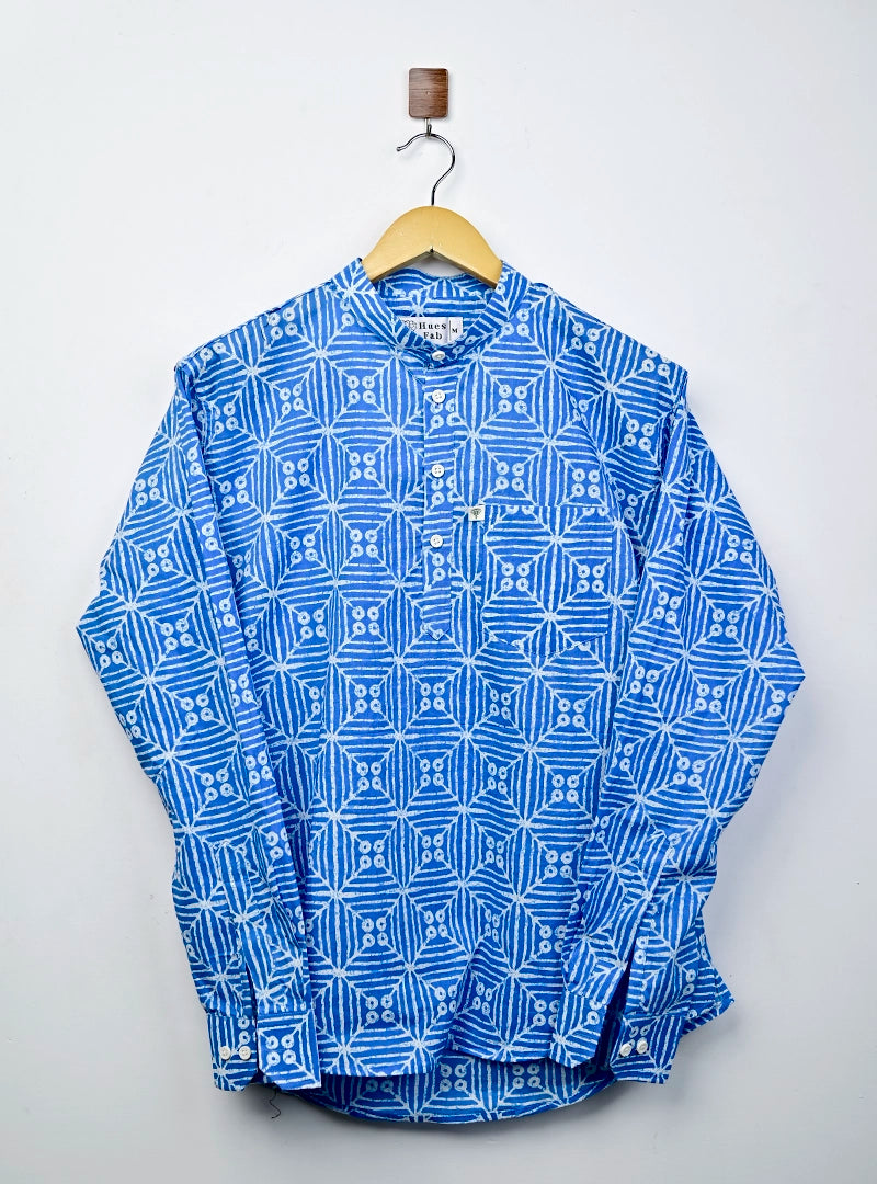 Blue Blocks Printed short kurta