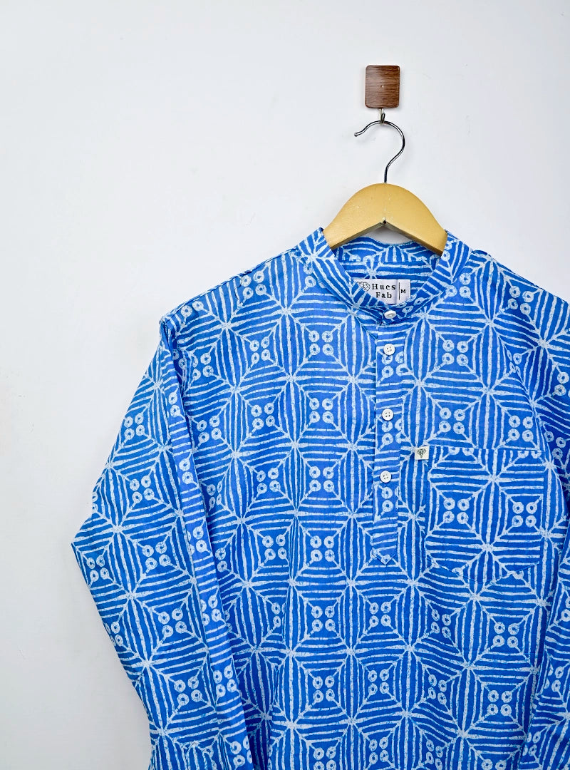 Blue Blocks Printed short kurta