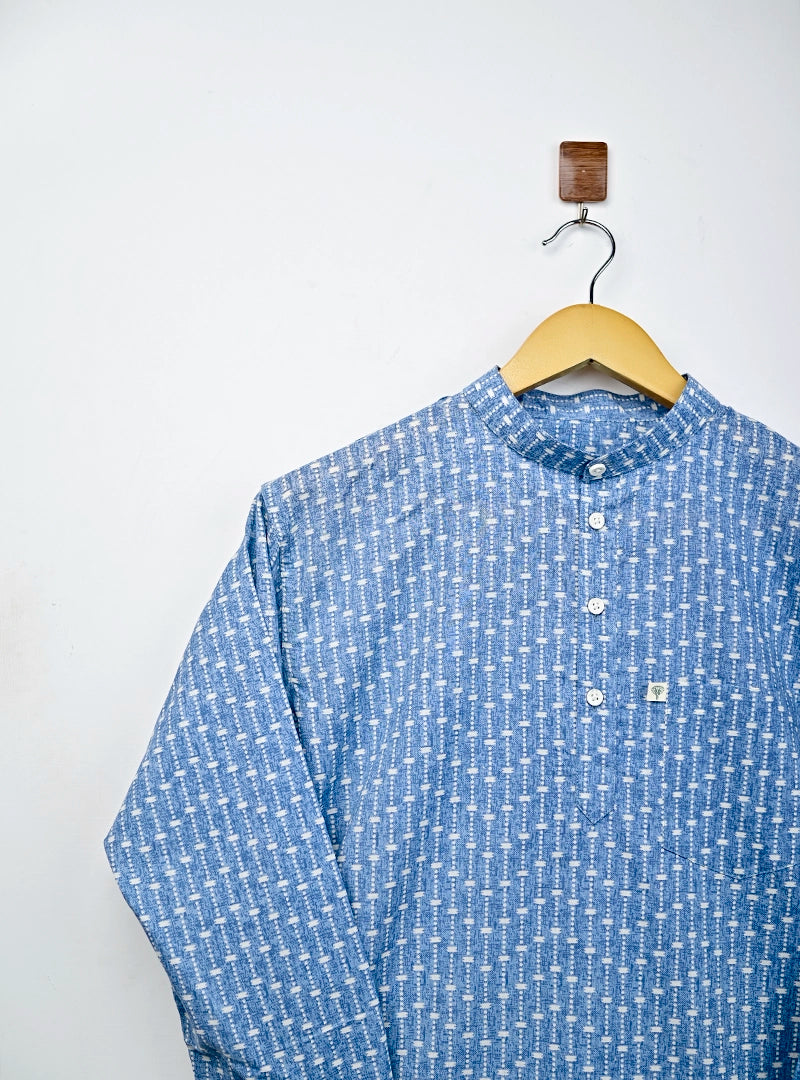 Blue white lining Printed short kurta