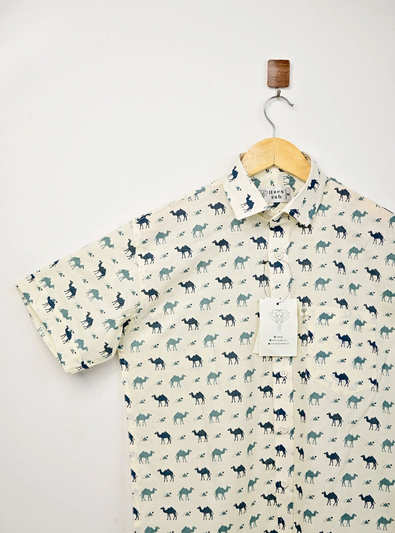 Camel Carvan Printed Half Sleeves Shirt