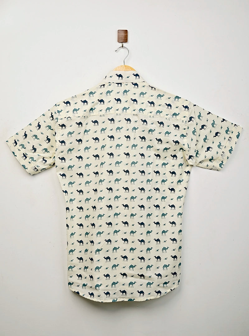 Camel Carvan Printed Half Sleeves Shirt