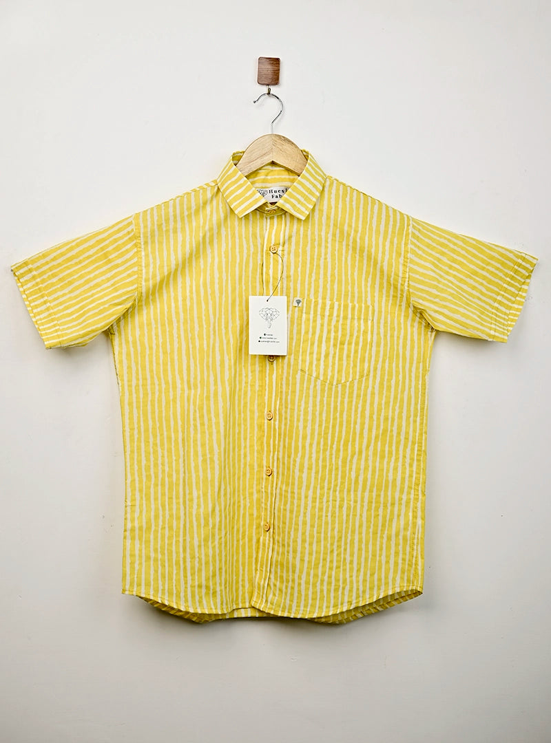 Yellow Lining Printed Half Sleeves Shirt