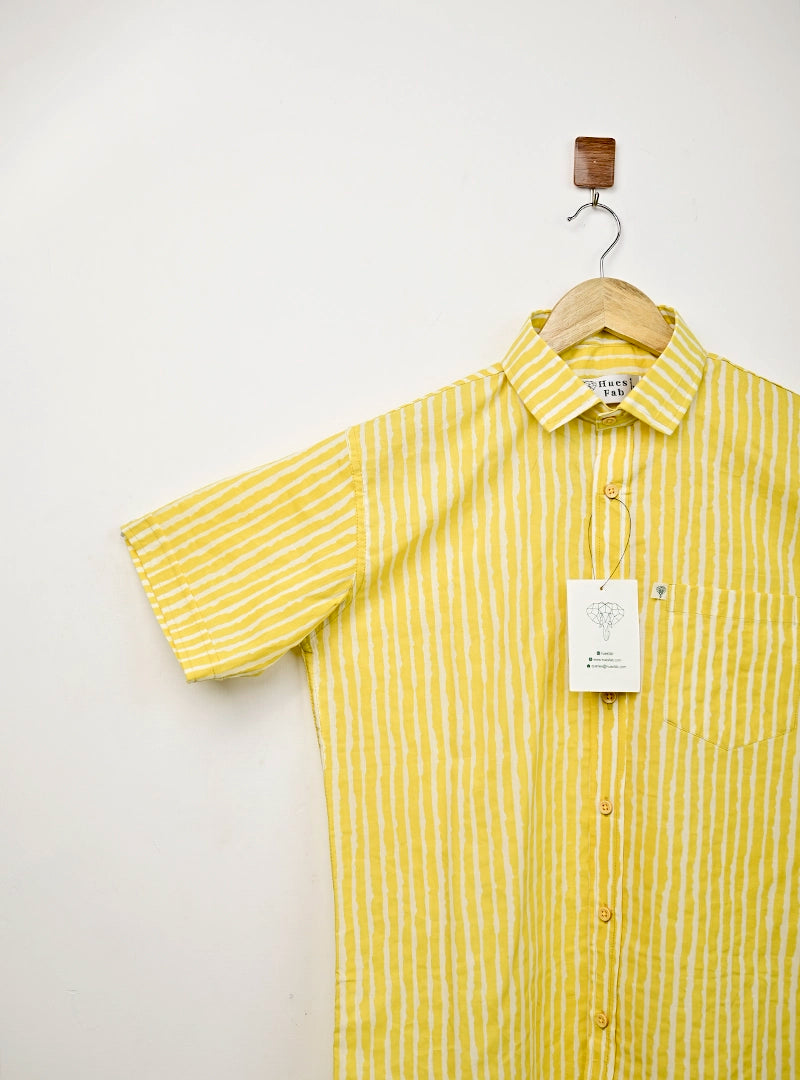 Yellow Lining Printed Half Sleeves Shirt