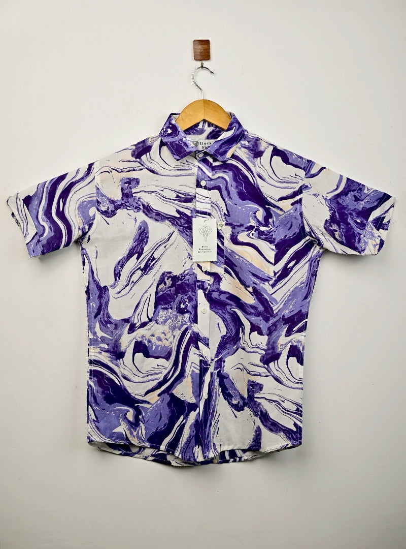 Indigo Swirl Half Sleeves Shirt