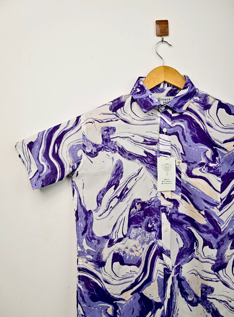 Indigo Swirl Half Sleeves Shirt