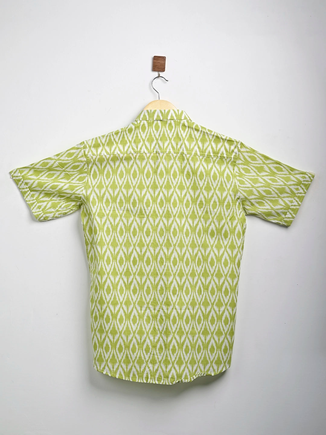 lime green abstract half sleeves shirt