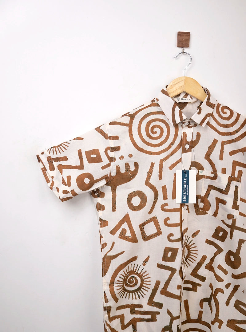 Brown Celestial Half Sleeves Shirt