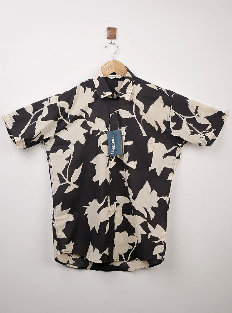 Black Petal Half Sleeves Shirt