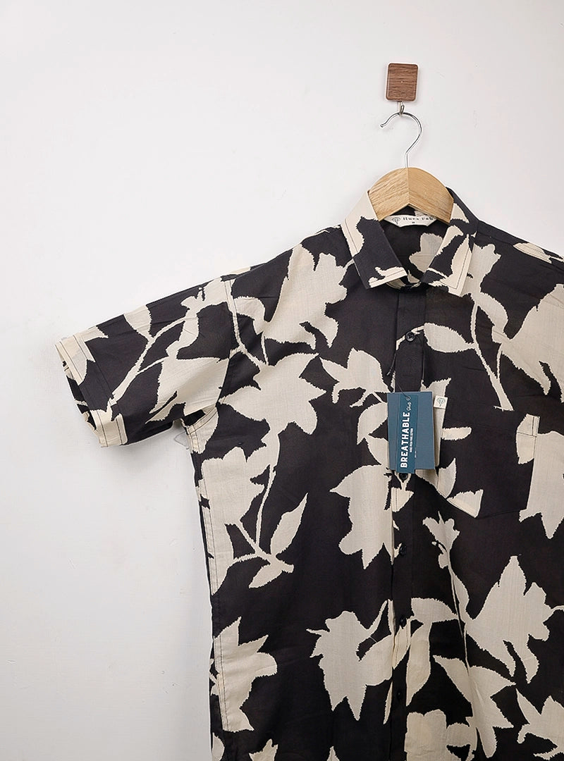 Black Petal Half Sleeves Shirt