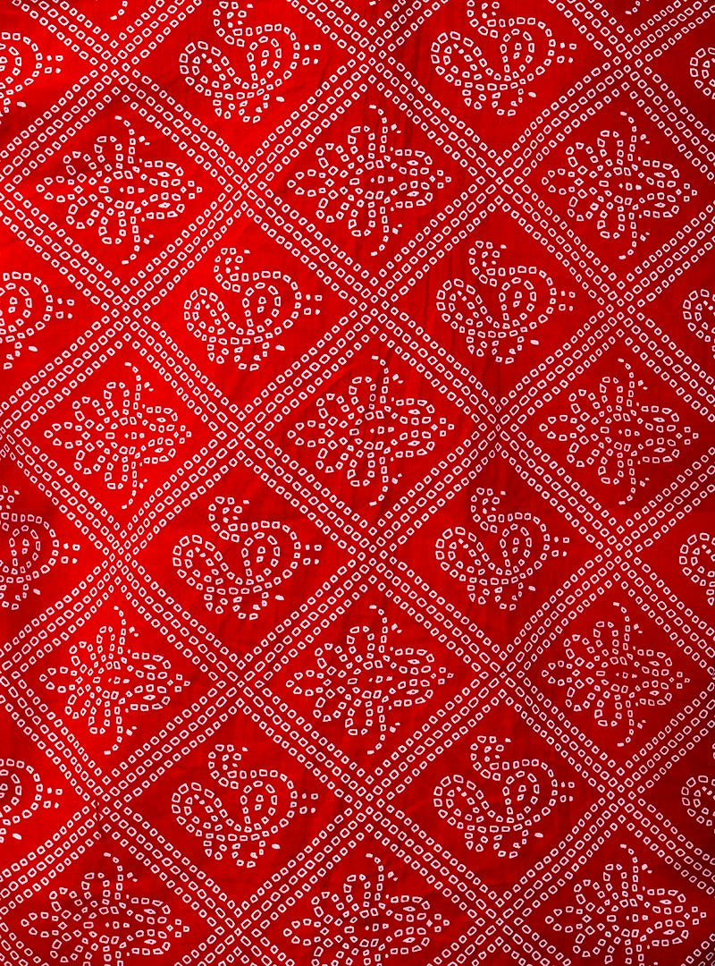 Red Bandhani Half Sleeves Shirt