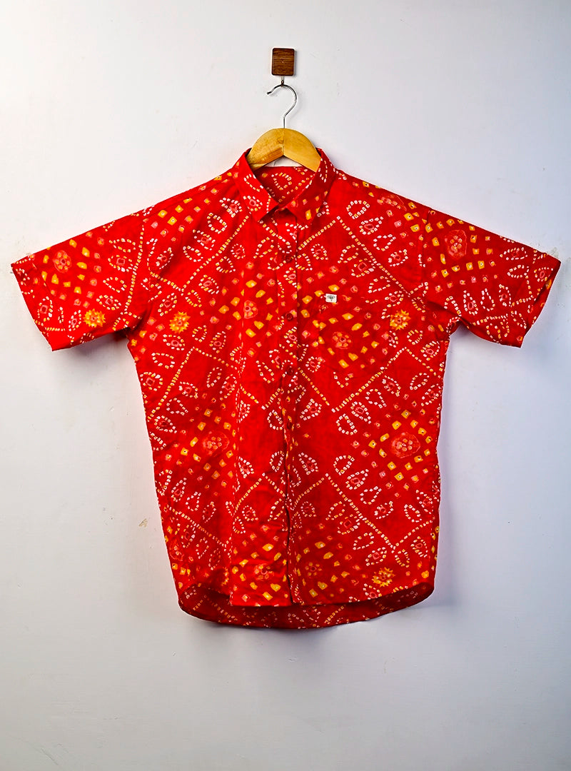 Red Bandej Half Sleeves Shirt