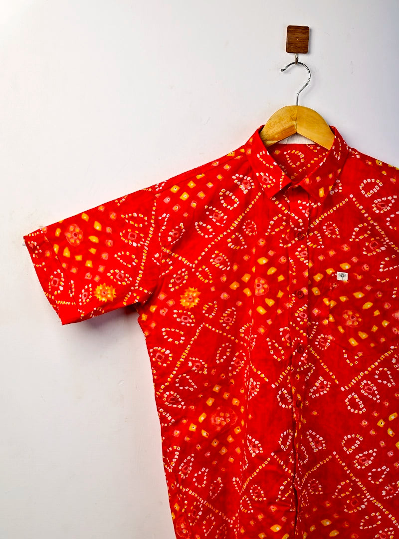 Red Bandej Half Sleeves Shirt