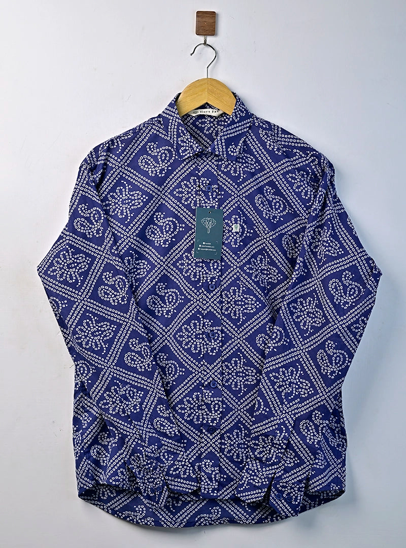 Navy Blue Bandej Full Sleeves Shirt